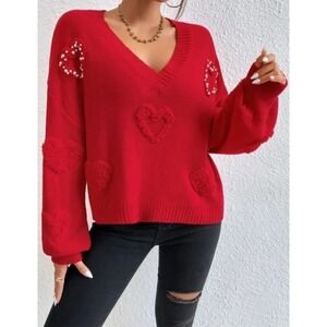Bellanblue Valentine's Day Red & Pearl Hearts Sweater